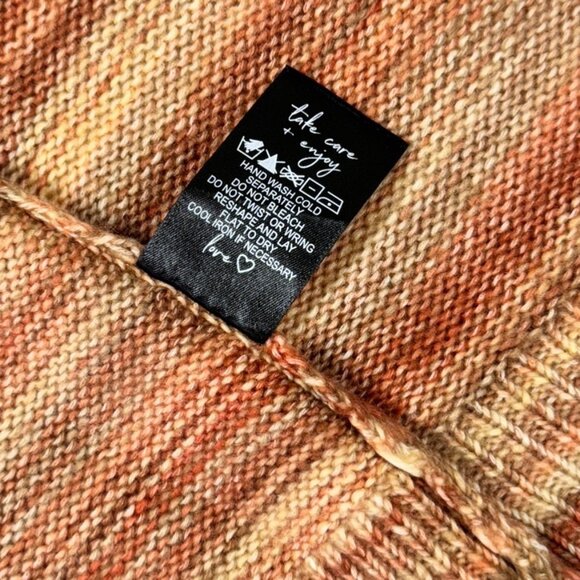 NIC+ZOE V-Neck Mohair Cardigan Sz.S Knit Brown Orange Striped Boho Academia - Picture 8 of 13